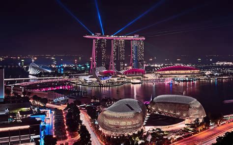 Télécharger Fonds Décran Marina Bay Sands Singapour La Nuit Les