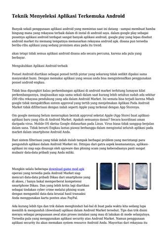 Teknik Menyeleksi Aplikasi Terkemuka Android By Taggayahiduppusat