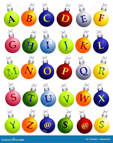 Alphabet On Christmas Ornaments Royalty Free Cartoon Cartoondealer