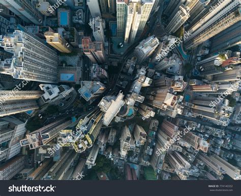 Top View Of Building In A City Aerial View Skyscrapers Flying By