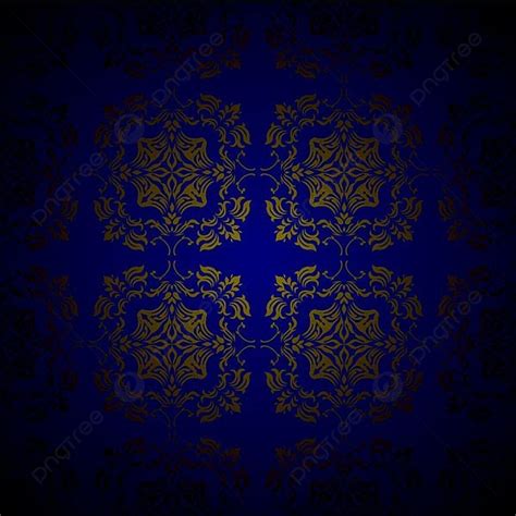 Royal Blue And Gold Seamless Repeating Design With Floral Elements
