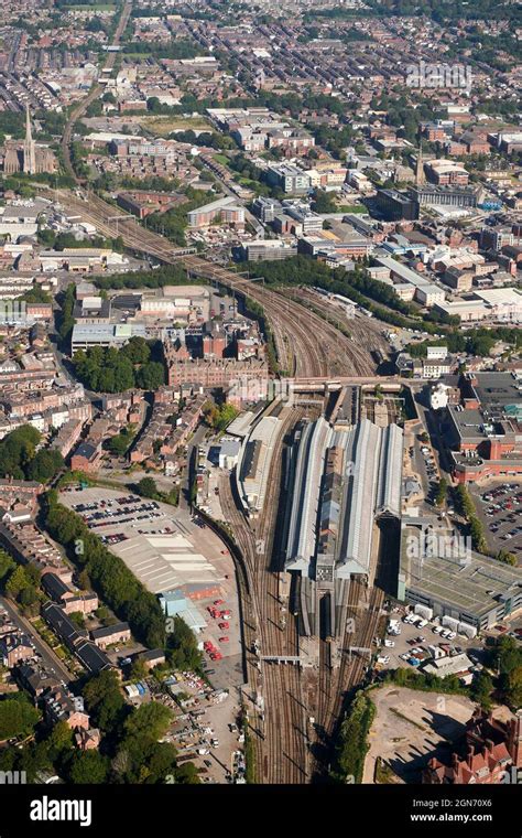 An Aerial Photograph Of The Railway Station At The City Of Preston