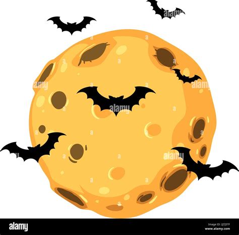 Isolated Moon With Bats On White Background Illustration Stock Vector