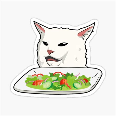 Cat At Table Meme Sticker For Sale By Omkarblaze Redbubble