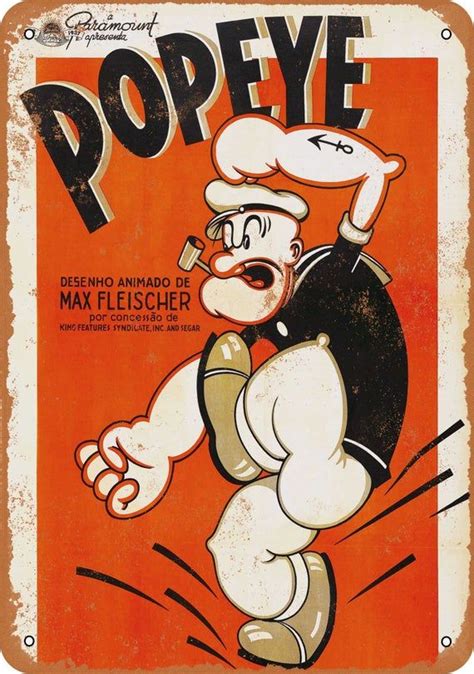 1937 Brazilian Popeye Vintage Look Metal Sign Or Matted Print Etsy Cartoon Posters Popeye