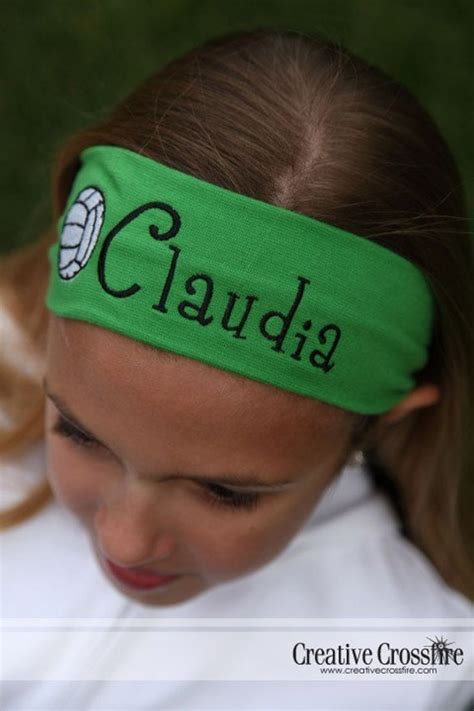 Personalized Girls Headband With Volleyball In Kelly Green