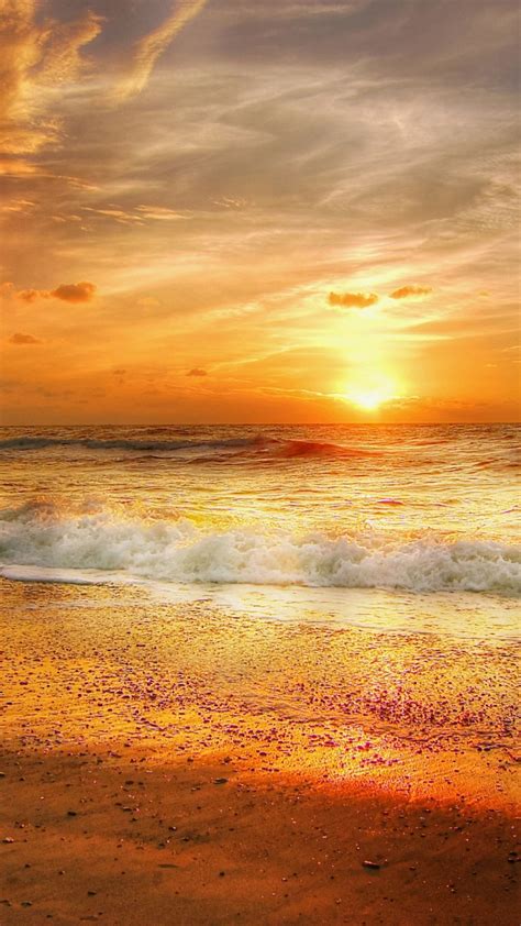 North Sea Sunset Yellow Sky Nature 1080x1920 Wallpaper Abstract