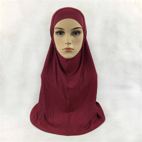 Plain Cotton Jersey 2 Piece Amira Hijab Muslim Scarf Aribian Wrap Scarves Most Popular Shawls