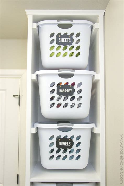 What is a laundry closet? DIY Laundry Basket Organizer (…Built In) | Diy laundry ...