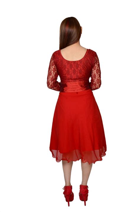 Red Knee Length Dress With Full Sleevessize S T 3d Fashion Id 18926151855