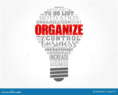 Organize Light Bulb Word Cloud Collage Business Concept Background