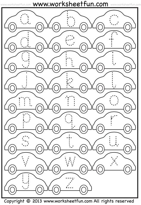 You can find it in the kids section of the printables page. Small Letter Tracing - Lowercase - Worksheet - Car / FREE Printable Worksheets - Worksheetfun