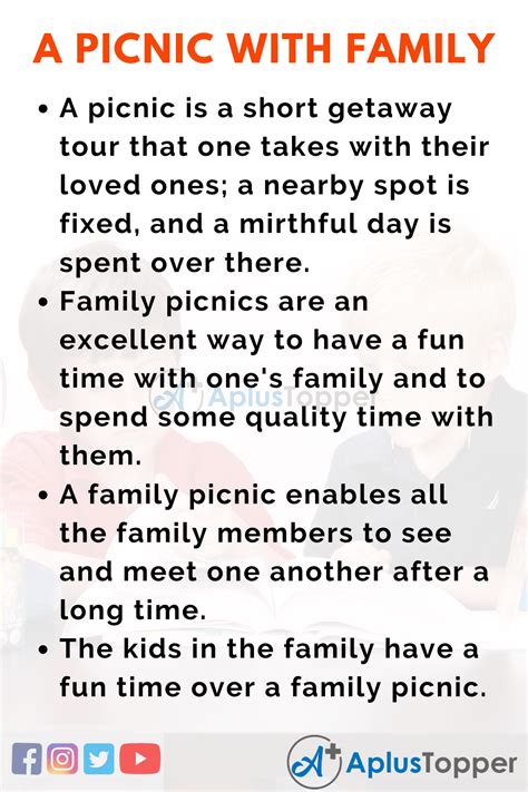 Both characters experienced a point where their relationship was tested by one another. Essay on a Picnic with Family | A Picnic with my Family ...
