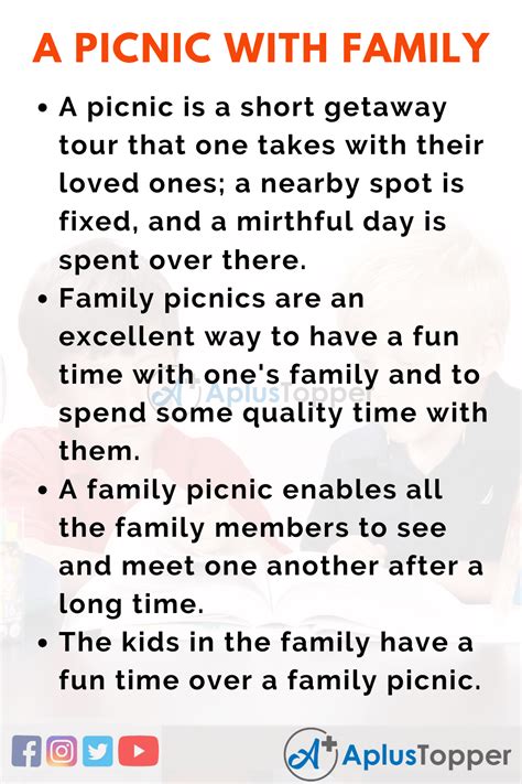 But now a day's going to picnic is hardly been seen because parents don't have time for children whilst i was thinking of what would be the picnic menu because a good picnic means a good lip. Holiday Vacation With Family Essay - Sketsa