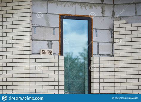 Brickwork Of Exterior Wall Cladding With Facade Bricks Stock Photo