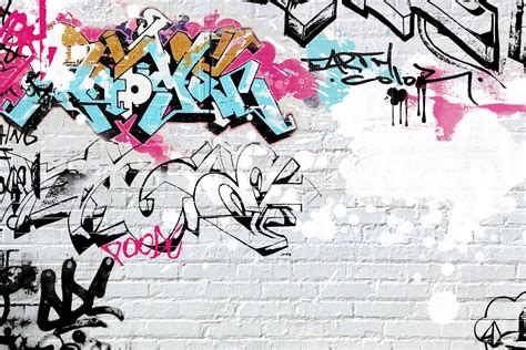 White Wall Graffiti Wall Mural Custom Made To Suit Your Wall Size By