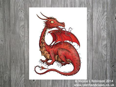 Red Dragon Print Dragon Art Dragon Wall Art Childrens Art Nursery