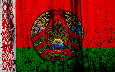 The national flag, the national coat of arms and the national anthem. Download wallpapers Belarusian flag, 4k, grunge, flag of ...