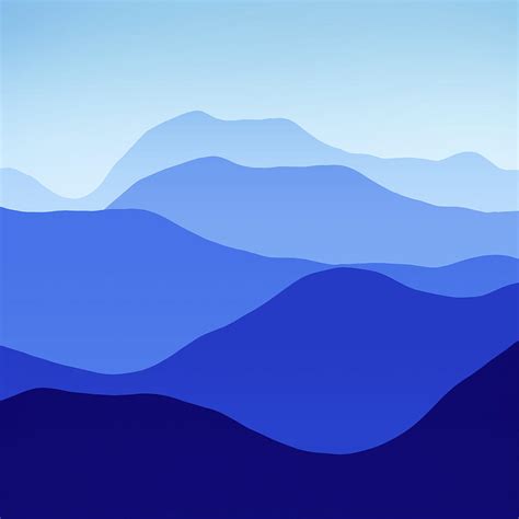 Blue Mountain Range Abstract Minimalist Landscape Digital Art By
