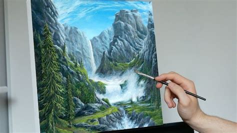 Misty Waterfalls In The Mountains Painting With Ryan Youtube