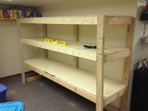 Building A Wooden Storage Shelf In The Basement Garage Storage