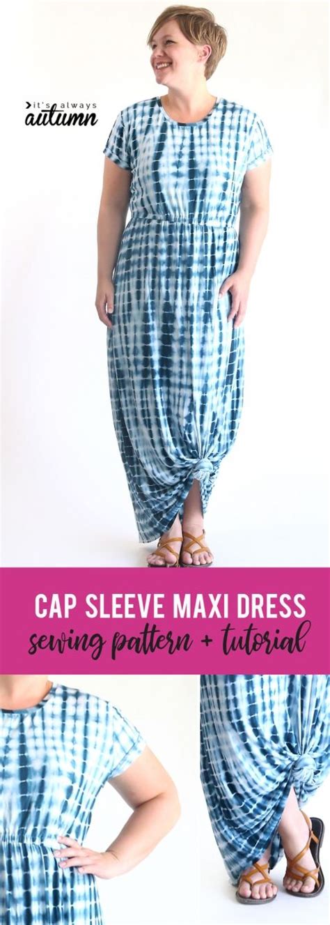 How To Sew An Easy Cap Sleeve Maxi Dress Using A Free Tee Shirt Pattern