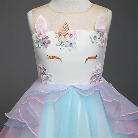 2019 New Arrival Girls Unicorn Dresses Children Sleeveless Lace Tulle
