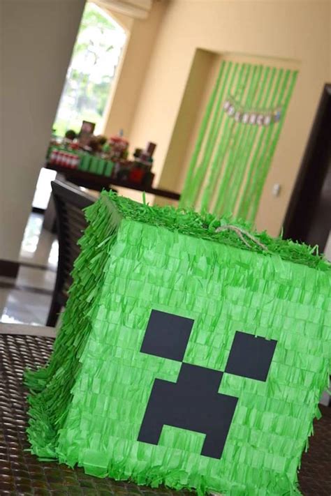 Karas Party Ideas Creeper Pinata From A Minecraft Birthday Party Via