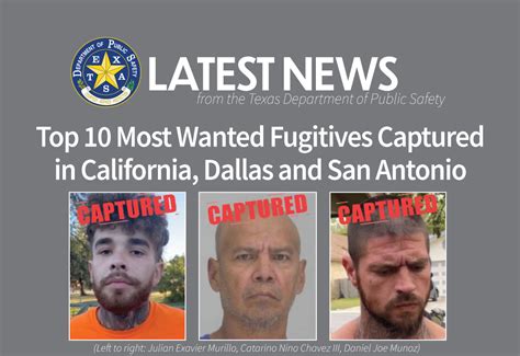 Top 10 Most Wanted Fugitives Captured In California Dallas And San