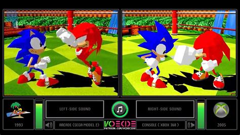 Sonic The Fighters Arcade Vs Xbox 360 Side By Side Comparison Dual