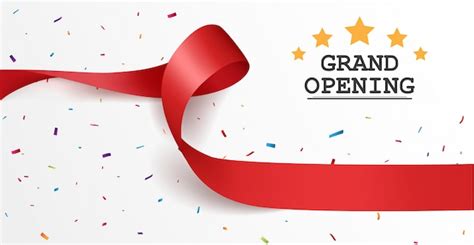 Premium Vector Grand Opening Card Design With Red Ribbon And Colorful