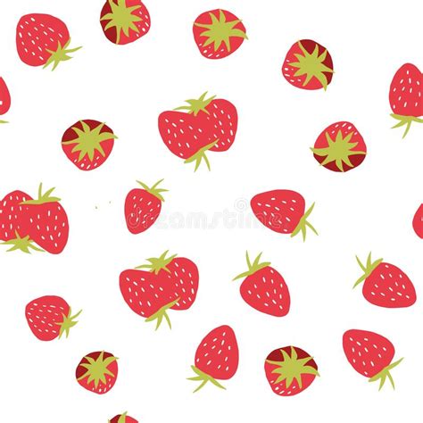 Seamless Strawberry Pattern Trendy Vector Red Strawberry Pattern