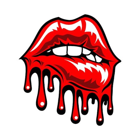 Premium Vector Red Lips With Dripping Style