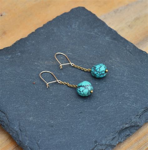 Antique Ct Gold Turquoise Earrings