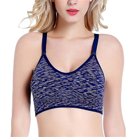 Womens Seamless Padded Racerback Fitness Running Workout Yoga Sports Bra Blue C417z79dh33