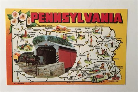 Pennsylvania Postcard Vintage Greetings From Pennsylvania Etsy Uk