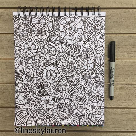 Full Page Of Flower Doodles From My Instagram Page Linesbylauren