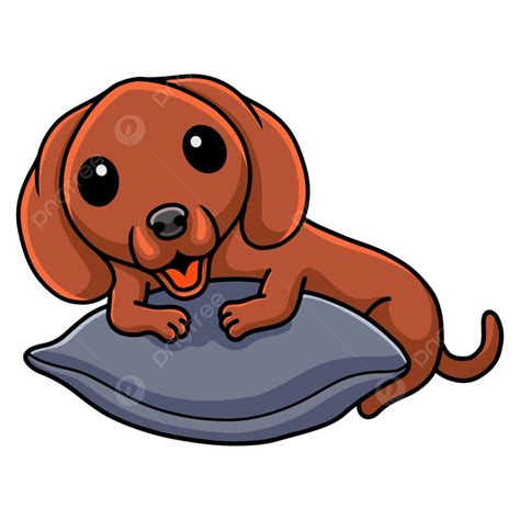 Cute Dachshund Dog Cartoon On The Pillow Kid Doggie Basset Png And