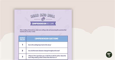 Read And Roll Comprehension Dice Game Teach Starter