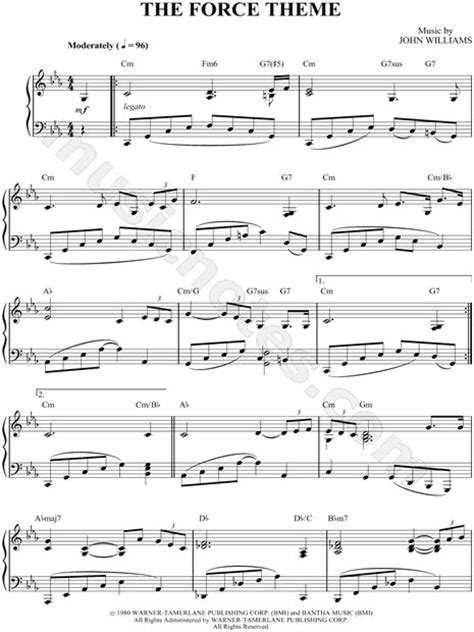Star wars medley sheet music for piano download free in pdf or midi. The Force Theme sheet music from Star Wars | Music to My Ears | Pinterest | Instrumental, The ...