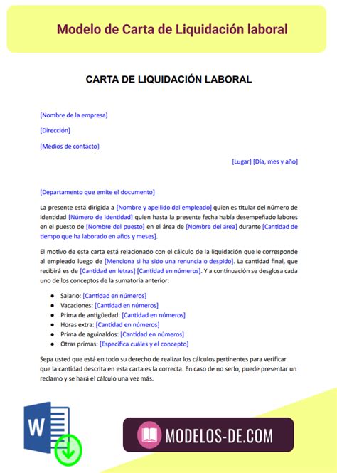 Carta De Liquidaci N Laboral Ejemplos Y Modelos Disponibles Hot Sex Picture