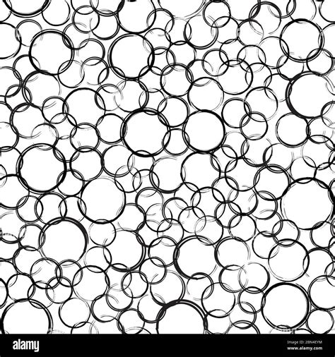 Abstract Grunge Bubbles Seamless Pattern Black Circles Of Different