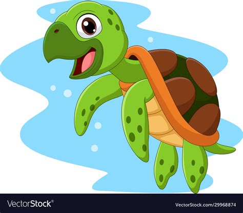 Cartoon Happy Sea Turtle Swimming Royalty Free Vector Image