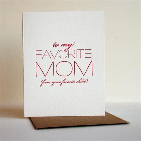 Letterpress Mothers Day Card Favorite Mom Etsy