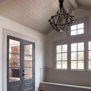 Othervaulted ceiling shiplap remodel (self.diy). Gray Shiplap vaulted Ceiling Over Mudroom Bench ...