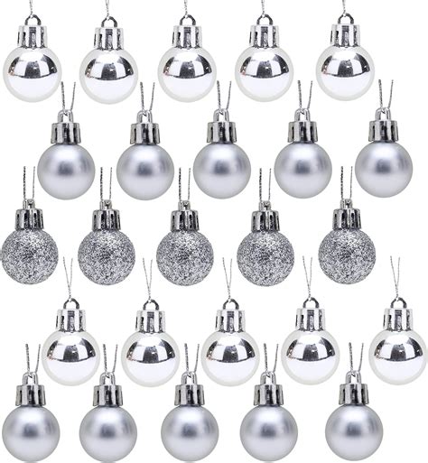 Toyland Pack Of 25 25mm Silver Shiny And Matt Christmas Tree Ornaments Uk Home
