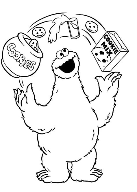 Search through more than 50000 coloring pages. Cookie Monster Juggling With Cookie Material Coloring ...