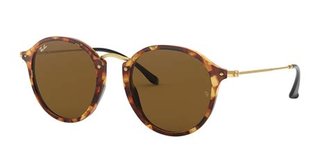 Ray Ban Rb2447 Round Fleck Sunglasses Spotted Brown Havanabrown 49