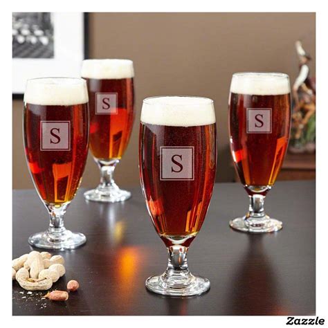 Set Of 4 Engraved Montford Pilsner Beer Glasses Personalized Beer Home Wet Bar
