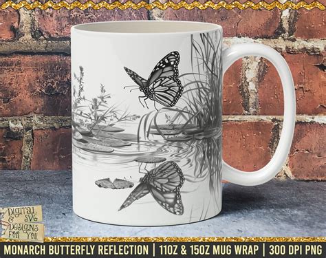 Monarch Butterfly Reflection Mug Wrap Oz Oz Mug Design Lake Mug